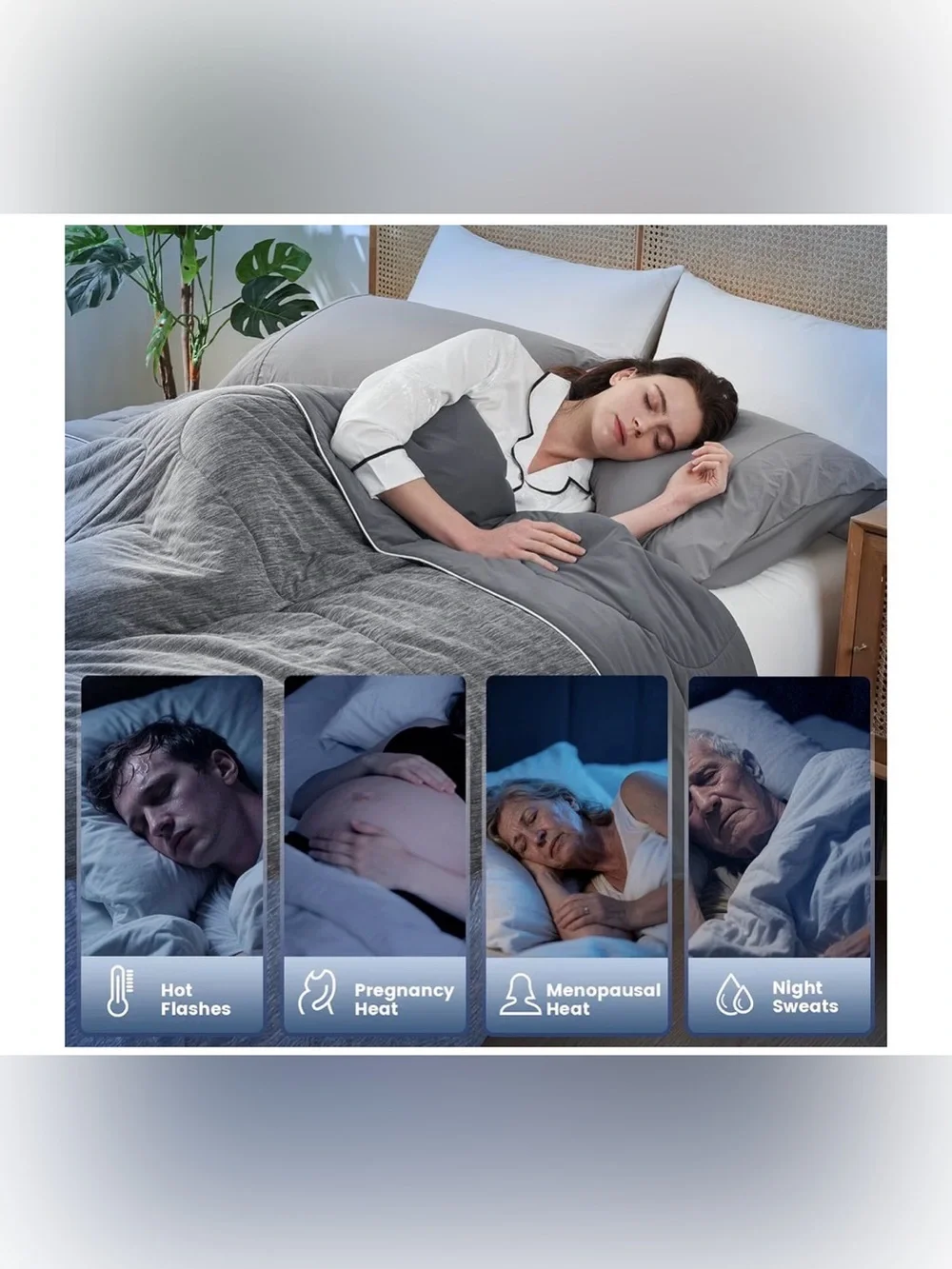 NWT - Cooling Comforter Blanket for Hot Sleepers, King, Heather Charcoal Grey